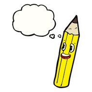 cartoon pencil with thought bubble N5