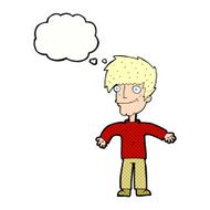 cartoon happy man with thought bubble N441
