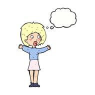 cartoon worried woman with thought bubble N77