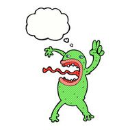 cartoon crazy frog with thought bubble N10