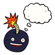 cartoon burning bomb with thought bubble N4