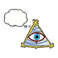 cartoon mystic eye symbol with thought bubble N2