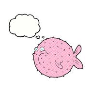 cartoon puffer fish with thought bubble N10