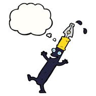 cartoon pen character with thought bubble N10