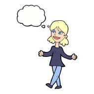 cartoon woman with no worries thought bubble N35