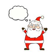 jolly santa cartoon with thought bubble N28