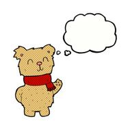 cartoon waving teddy bear with thought bubble N21