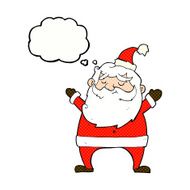 jolly santa cartoon with thought bubble N30
