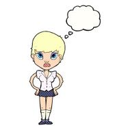 cartoon annoyed girl with thought bubble N20