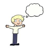 cartoon enthusiastic man with thought bubble N9