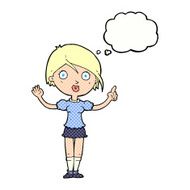 cartoon girl asking question with thought bubble N10