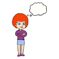 cartoon proud woman with thought bubble N28