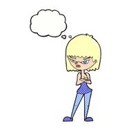 cartoon angry woman with thought bubble N20