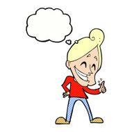 cartoon man snapping fingers with thought bubble N10
