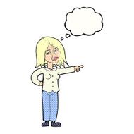 cartoon woman pointing with thought bubble N206