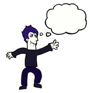 cartoon vampire man with thought bubble N114