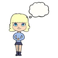 cartoon happy woman with thought bubble N245