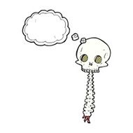 spooky cartoon sull and spine with thought bubble N10