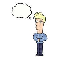 cartoon arrogant man with thought bubble N9
