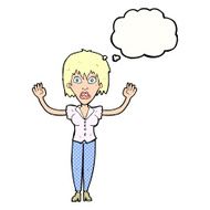 cartoon woman stressing out with thought bubble N20