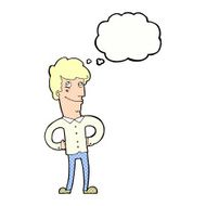 cartoon happy man with thought bubble N442