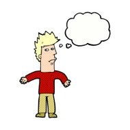 cartoon confused man with thought bubble N38