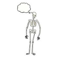 cartoon spooky skeleton with thought bubble N6