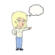 cartoon woman pointing with thought bubble N208