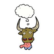 cartoon cow face with thought bubble N10
