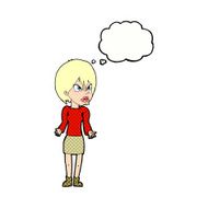 Cartoon Annoyed Woman With Thought Bubble N176