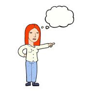 cartoon woman pointing with thought bubble N209