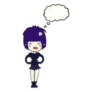 cartoon happy vampire girl with thought bubble N36