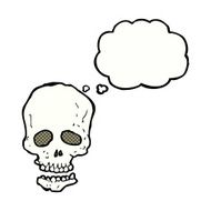 cartoon skull with thought bubble N29