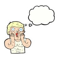 cartoon shocked gym man with thought bubble N19