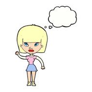 cartoonw woman waving with thought bubble N2