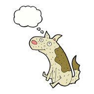 cartoon sitting dog with thought bubble N9