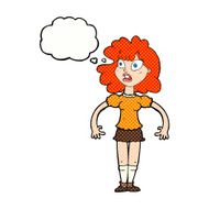 cartoon pretty girl with shocked expression thought bubble N10