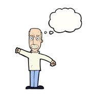 cartoon angry old man with thought bubble N133