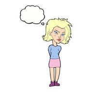 cartoon woman with thought bubble N29
