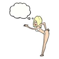 cartoon woman in bikini with thought bubble N53