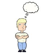 cartoon man with crossed arms thought bubble N27
