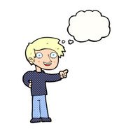 cartoon man pointing with thought bubble N184