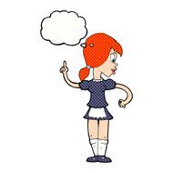 cartoon waitress calling order with thought bubble N10