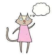 cute cartoon cat waving with thought bubble N2