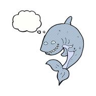cartoon shark with thought bubble N37