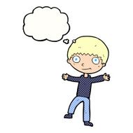 cartoon happy boy with thought bubble N220
