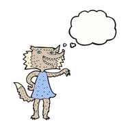 cartoon wolf girl with thought bubble N6