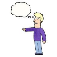cartoon man pointing with thought bubble N185