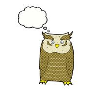 cartoon owl with thought bubble N59
