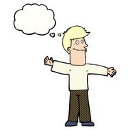 cartoon happy man with thought bubble N443